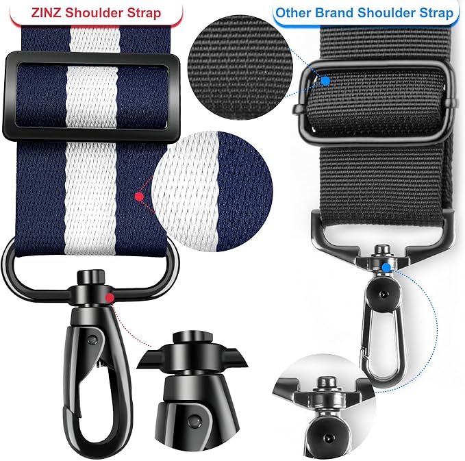 ZINZ Shoulder Strap - 59 Inch Universal Heavy-duty Adjustable Strap with Ultra-thick Fixed Breathable Pad for Laptop, Crossbody, Gym, Camera Bag and More - Stripe-BuWBu