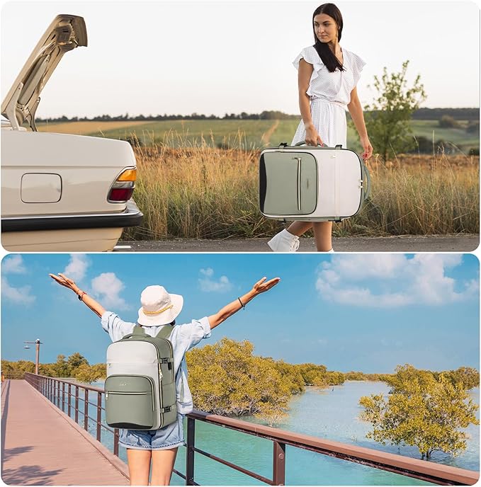 YAMTION 40L Large Travel Backpack for Women,Carry On Luggage with 4 Packing Cubes, Airline Approved Weekender Backpacks for Personal Items fits 17 Inch Laptop