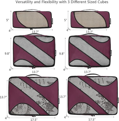 BAGAIL 6 Set Packing Cubes,Travel Luggage Packing Organizers