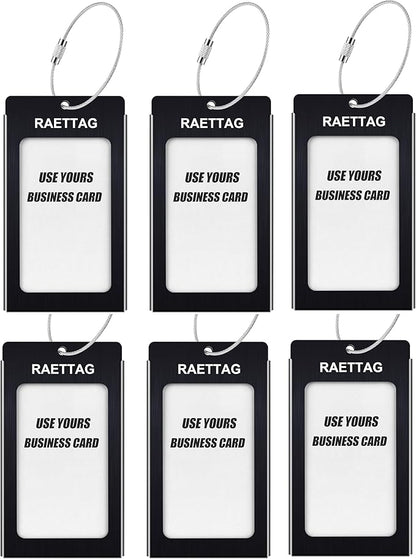 Luggage Tags Metal Suitcase Tags Travel Bag ID Identifier Luggage Tag (Black 6-Pack)