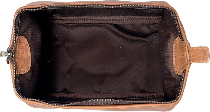HLC Leather Toiletry Bag for Men Best Gift Premium Genuine Leather Dopp Kit Shaving Kit Organizer Travel Kit Pouch Bag for Men Large Size (TAN)