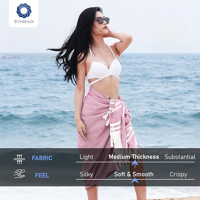 Cotton Turkish Beach Towel Towels Oversized 36"x72" Pool Absorbent Extra Large Quick Dry Sand Travel Towel (Pink, 2 Pack)