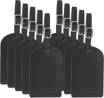 PATIKIL Leather Luggage Tag, 50 Pcs Luggage Tags Pu Bag Tags for Suitcases Airplane Travel Essentials, Black