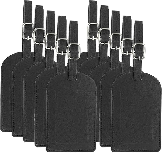 PATIKIL Leather Luggage Tag, 50 Pcs Luggage Tags Pu Bag Tags for Suitcases Airplane Travel Essentials, Black