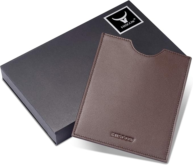 HISCOW Minimalist Passport Sleeve - Italian Calfskin (Brown)