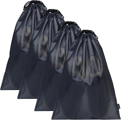 Gloppie Shoe Bags for Travel, (4-Pack) Shoe Storage Bag with Drawstring, Packing Organizer for Sneakers, Gym, Luggage, Closet, Weekender Overnight Travel Essentials