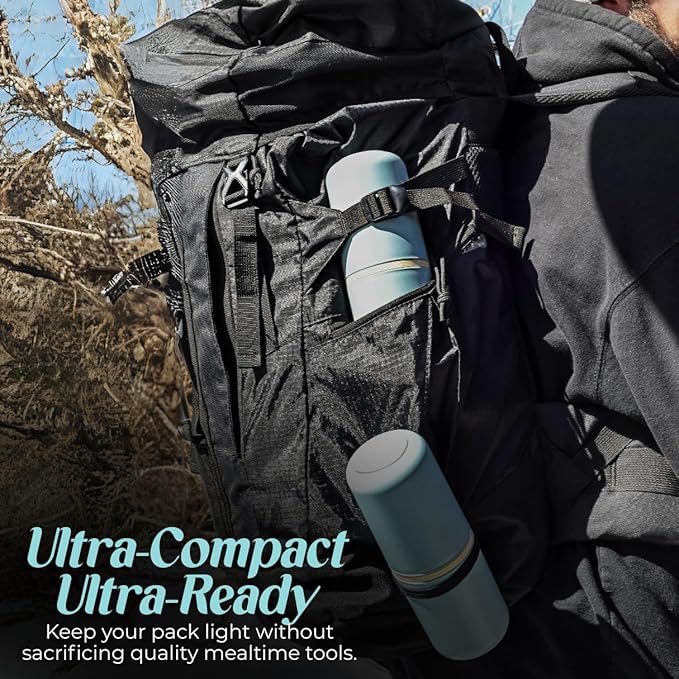 Travel Utensils with Case - Metal Camping Silverware Cutlery Set with Cups - Reusable & Portable Fork Knife Spoon Flatware & Chopsticks for Lunch Box, Backpacking, Mess Kit (2 Cases)