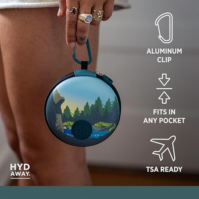 HYDAWAY Travel Case for Collapsible Bottles, Bowls & Cups - Protective Storage with Carabiner Clip - Durable, Water-Resistant, TSA-Friendly