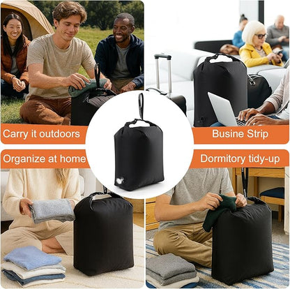 Travel Laundry Bag, Vacuum Compression Dirty Clothes Travel Bag Waterproof Wet Dry Bags Large Capacity Space Saver Bags Reusable Camp Clothes Organizer for Sports Dorm Laundromat (1 Pcs) (Black, L)