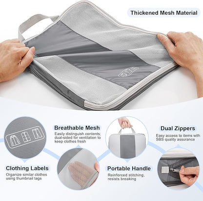 10 Set Compression Packing Cubes for Travel Essentials,Compressible Expandable Packing Cubes for Suitcase,OlarHike Luggage Organizer Bags for Travel,Handy Helper for Organizing Clothes(Gray)