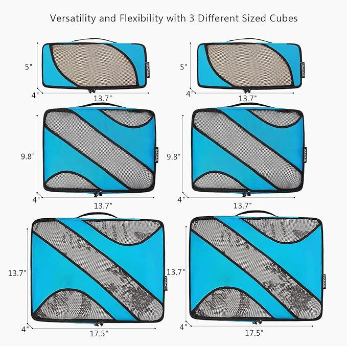 BAGAIL 6 Set Packing Cubes,Travel Luggage Packing Organizers