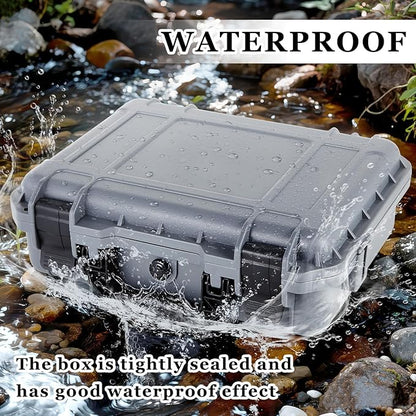 1 Pcs 16.3 x 12.4 x 6.5 Inch Waterproof Hard Case with DIY Customizable Foam Insert Portable Protective Case with Knife for Camera Drones Equipments Tools Test Instruments (Gray)