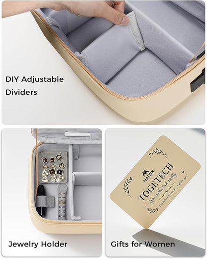 MATEIN Hardcase Electronics Organizer for Women, Hardshell Tech Travel Bag Shockproof Portable Cable Organizer Bag, Waterproof Electronics Travel Case for Cord, Charger, Power Bank, Apricot