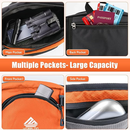 Fanny Pack Waist Bag with Water Bottle Holder for Men Women Running Hiking Travel Dog Walking Workout Cycling Outdoor (Orange)