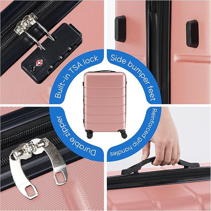 OLIXIS 24 Inch Luggage, Hardside Suitcase with Spinner Wheels, Lightweight ABS Hard Shell Checked Luggage, TSA Approved Lock, Expandable Medium Suitcase for Travel & Business–Pink