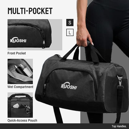 Gym Bag for Men & Women with Shoe Compartment & Wet Pocket, 31L Water Resistant Sports Duffle Bag with Quick-Access Pouch,Multi-Purpose Weekender Overnight Bag