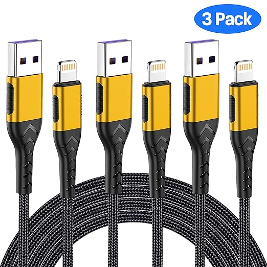 iPhone Charger, [Apple MFi Certified] 3Pack 10FT USB A Cable for Lightning Charger Cable, Fast iPhone Charging Cord Compatible with with iPhone Xs Max/XS/XR/X/8/7/6S/6/Plus/SE/iPad(Gold)