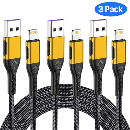 iPhone Charger, [Apple MFi Certified] 3Pack 10FT USB A Cable for Lightning Charger Cable, Fast iPhone Charging Cord Compatible with with iPhone Xs Max/XS/XR/X/8/7/6S/6/Plus/SE/iPad(Gold)