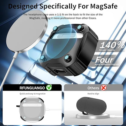 RFUNGUANGO for AirPods 4th Generation Case, 2024 New Space Theme Case. Compatible with AirPods 4th Generation, with Locking Feature, Military Grade Drop Protection, Works with MagSafe.[Black]
