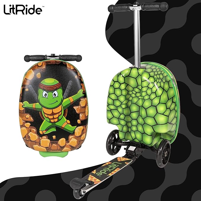 Hardshell Kids Ride-On Luggage with Scooter Suitcase – Carry-On Compliant with LED Light-Up Wheels – Fun and Functional Travel Companion for Children Ages 5–12