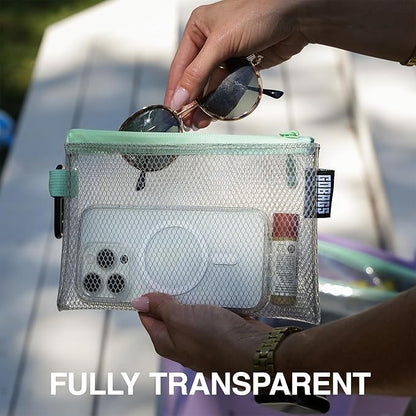 GOBAGS Air Production Multi‑Size Clear Zipper Pouch (4‑Pack) – Cable Organizer & Travel Gear Bag for Electronics, Camera Accessories, Tool Pouch & Small Tech Storage (Mint Green)