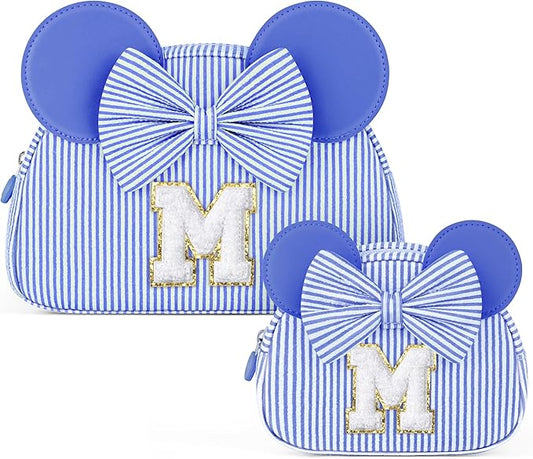 Initial Travel Makeup Bag for Girls | Cosmetic Bags | Kids Teen Girl Gifts | Birthday Gifts for Girls | Travel Makeup Bag | 6 7 8 9 10 11 12 13 Years Old Girl Gift - Blue M