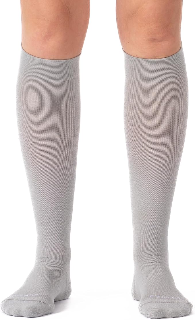 Comrad Nylon Knee High Socks - 15-20mmHg Graduated Compression Socks - Soft & Breathable Support Unisex Socks