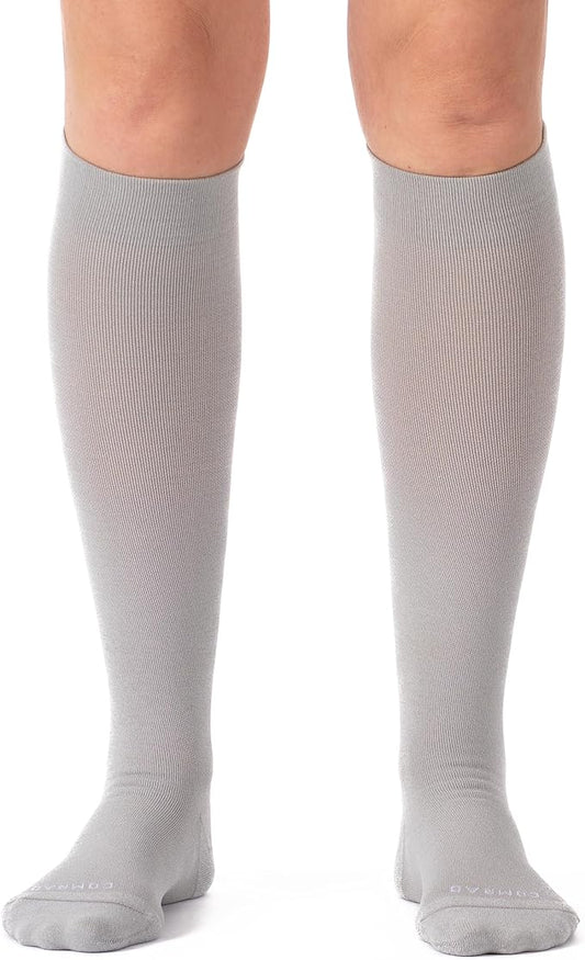 Comrad Nylon Knee High Socks - 15-20mmHg Graduated Compression Socks - Soft & Breathable Support Unisex Socks