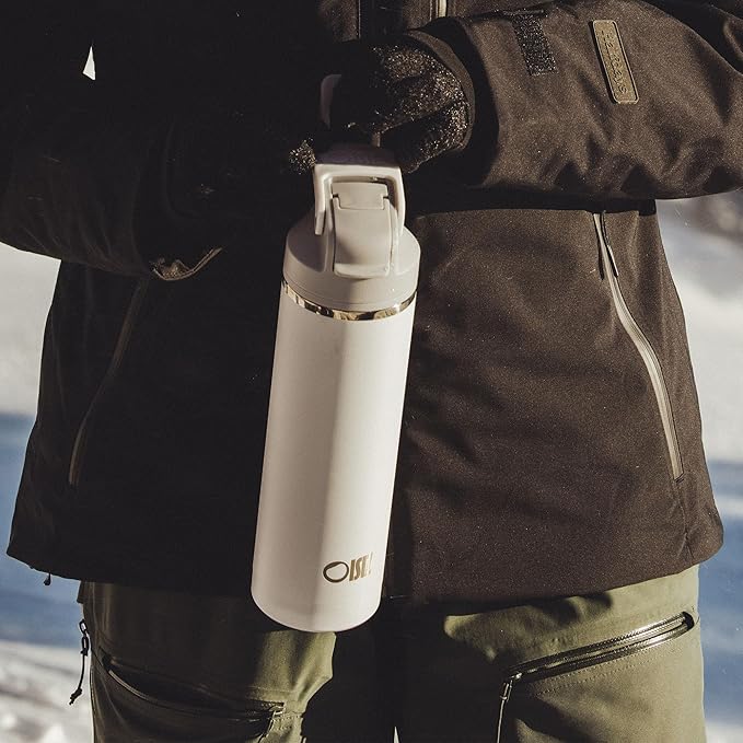 OISIZ Insulated Water Bottle 24 oz with 2 in 1 Spout and Straw Lid,One Click Safety Lock,100% Leakproof,Keep Cold 24H,Vacuum Stainless Steel Water Bottle for School,Travel and Sports,Dishwasher Safe