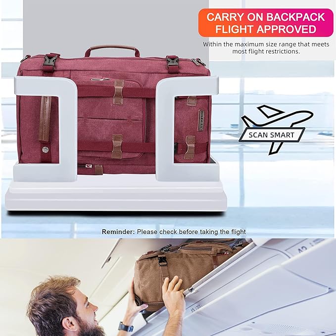 WITZMAN Canvas Backpack Vintage Travel Backpack Large Laptop Bags Convertible Shoulder Rucksack(A519-2 Red)