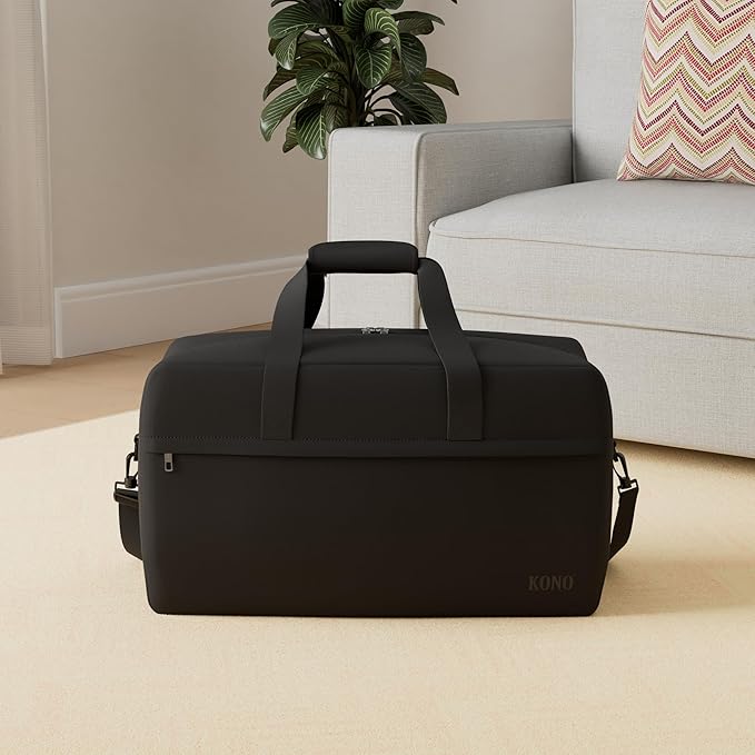 Kono Travel Duffel Bag 48L Large Carry-on Bag Sports Tote Gym Bag Weekender Overnight Bags for Men Women 21.65"x13.78"x9.84" Black