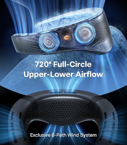 TORRAS COOLiFY Cyber 2025 Flagship AI Neck Air Conditioner, Ultimate Immersive Cooling Portable Neck Fan【No.1 Coolest & Max Cooling Area】 Neck Fans that Blow Cold Air 6000 mah Rechargeable for Gifts