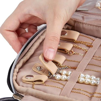 BELALIFE Travel Jewelry Organizer, Portable Storage Case for Earrings, Rings, Necklaces, Bracelets, Black