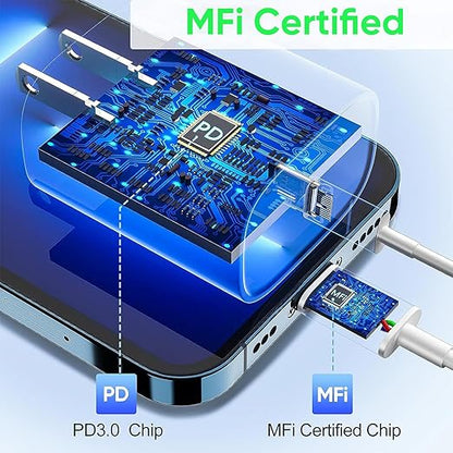 2Pack Fast Charger iPhone [Apple MFi Certified],10FT iPhone Charger Fast Charging USB C to Lightning Cable with 2Pack PD USB C ChargerBlock 10ft i Phone Charger Cord for i Phone 14/13/12/11/X/XS Max/8
