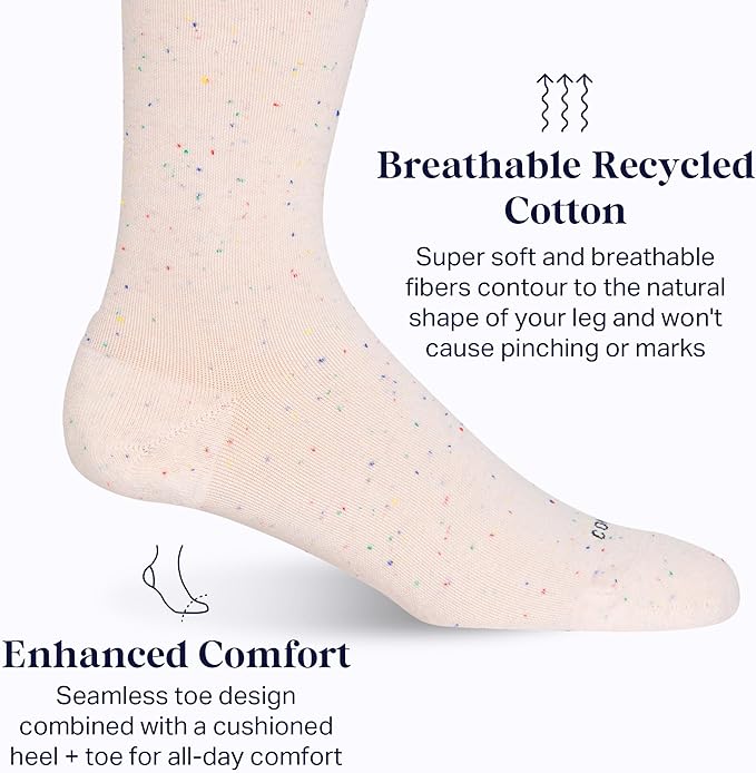 Comrad Recycled Cotton Knee High Socks - 15-20mmHg Graduated Compression Socks - Soft & Breathable Support Socks, Unisex