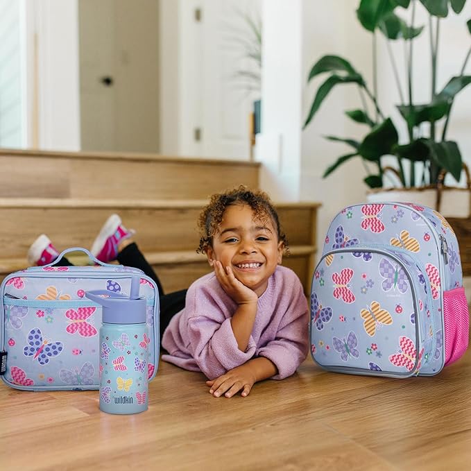 Wildkin 12-inch Kids Backpack – Padded, Adjustable, Ideal for Daycare & Travel - Butterfly Garden