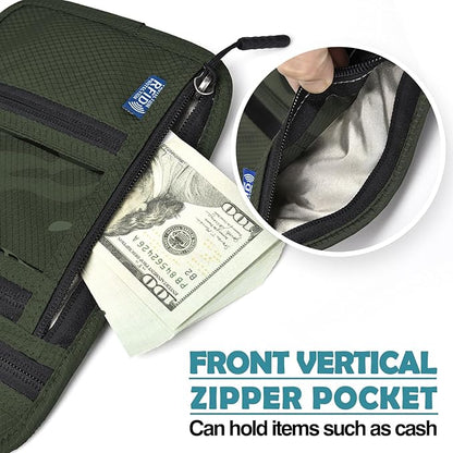 RFID Blocking Travel Neck Wallet–Hidden Passport Holder & Anti-Theft Money Pouch for Men & Women, Lightweight Concealed Travel Organizer with Adjustable Strap Secure Document