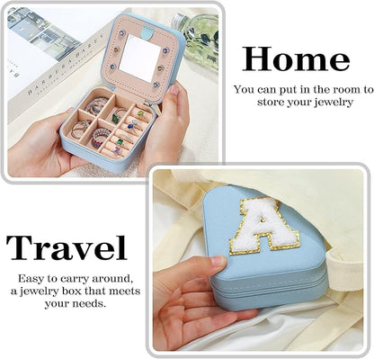 Parima Christmas Stocking Stuffers Gifts for Grandkids - Travel Jewelry Case for Girls' Jewelry Box | Unique Christmas Gifts for Teenage Girls Women Friends - Personalized Letter J, Sky Blue