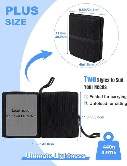Airplane Seat Cushion Portable Travel Cushion for Comfort Foldable Stadium Pad with Breathable Fabric Seat Pad Perfect for Long Flights, Office, Bleacher, Camping