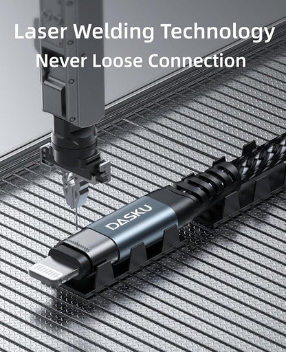 Dasku iPhone Charger Fast Charging, 6 Foot MFi Certified Lightning Cable Braided USB iPhone Charging Cord Compatible with iPhone 14/13/12/11/Pro Max/X/Xs Max/Xr/8 Plus/7 Plus/6/6 Plus/iPad mini/Air