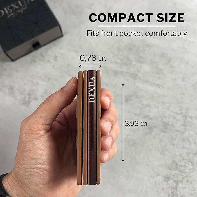 Mens Wallet, Premium Leather Slim Wallet, RFID Blocking Pop-Up Card Holder, Extra Credit Card Slots, Cash Slot, Magnetic Closure, Christmas Gift Ready Gift Box Included