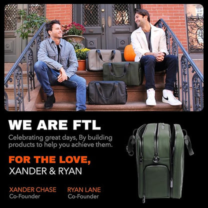 The FTL Pro Mens Travel Bag - 30L Premium Work to Gym Weekender Duffel with Garment Bag, Shoe Space & 18" Laptop Sleeve - Business Carry On Hybrid, Fits Under Airplane Seat - Abbot Green
