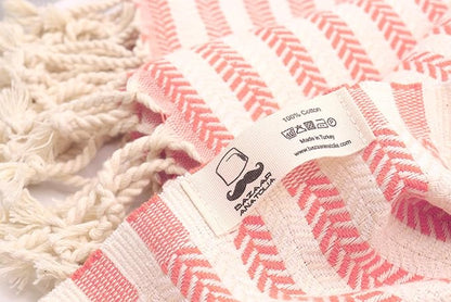 Bazaar Anatolia Turkish Beach Towel – 100% Cotton, Quick Dry, Sand Free Pastel Towel for Bathroom and Camping – Oversized 71x39 Inches – Arpa Coral