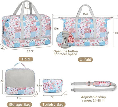 IBFUN Weekender Bags for Women, Travel Duffle Bag with Shoe Compartment Carry on Weekender Overnight Duffel for Weekend Travel Business Trip 3PCS