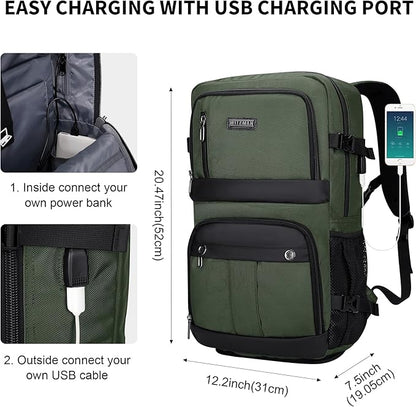 WITZMAN Carry on Travel Backpack for Men Women Laptop Backpack with USB Charging Port Airline Approved(B683 Army Green)