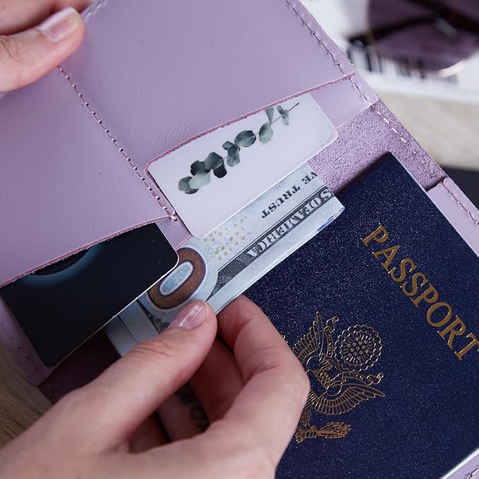 INCARNE US Leather Passport Holder for Travel - Passport Case - Passport Wallet for Men - Passport Cover for Women Sleeve Protector - Travel Essentials Vacation Luggage Travel Gifts - Classic Fuchsia