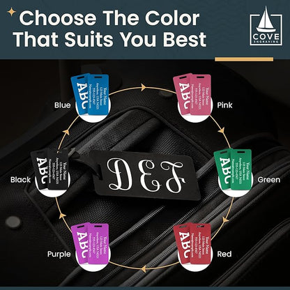 Two Custom Engraved Aluminum Luggage Tags (Red)