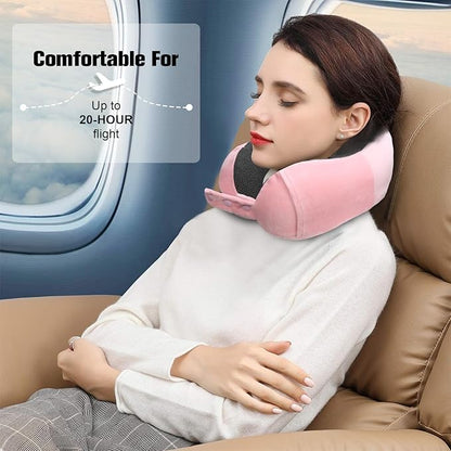 Neck Pillow for Traveling, Travel Pillows for Airplanes,100% Pure Memory Foam Travel Neck Pillow, Adjustable Flight Pillow, Portable Plane Accessories with Eye Mask, Earplugs, Carry Bag