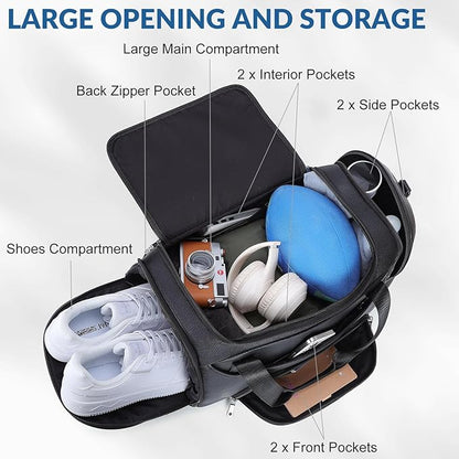 TIDING Leather Travel Duffle Bag for Men Women, 21" Waterproof Gym Sports Duffel Bag Weekender Overnight Luggage Bag with Shoe Pouch_40L