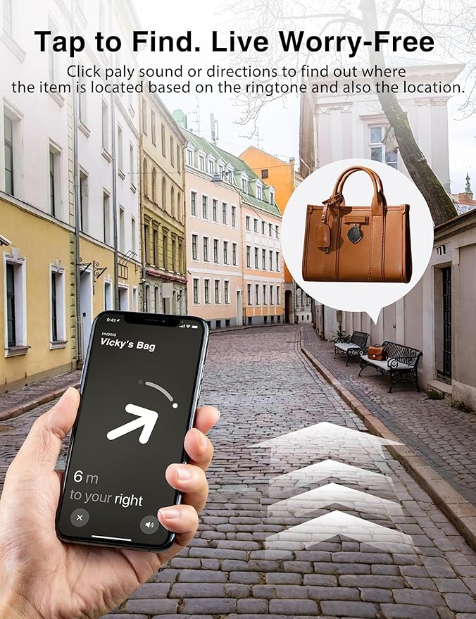 Air Tracker Tags - 4 Pack, Smart Bluetooth Tracker Tag Works with Apple Find My, 100dB Sound, Replaceable Battery, Keys Finder and Item Locator for Bags, Suitcase, Wallet, Backpack, Pet (iOS Only)